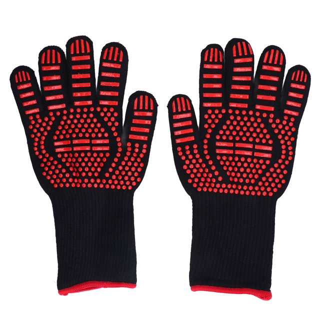 2pcs Gants de Grillade Design Indépendant Doigt Lavable Polyester Silicone Matériau 500 ° C Résistance à la Chaleur Gants de Four