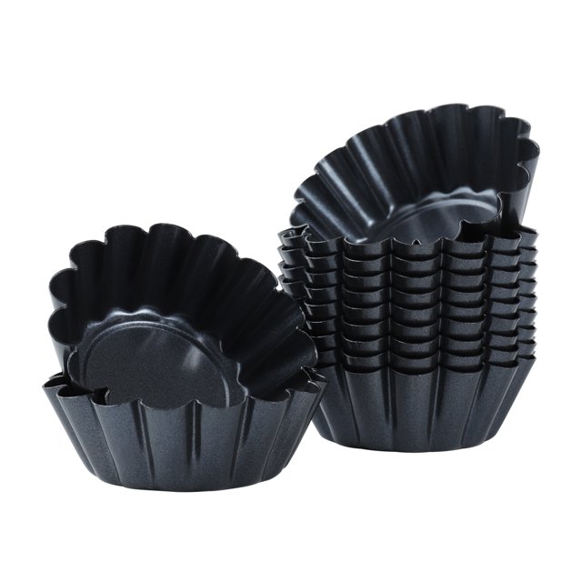 BESTONZON 12 Pcs Moules à Tarte Mini en Acier au Carbone Réutilisables pour Cupcakes et Muffins