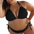 thumbnail image 1 of Womens Solid Push Up Padded Plus Size Bikini Set Swimsuit Bathing Suit Swimwear, 1 of 5