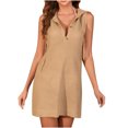 thumbnail image 2 of Gspmoly Robe pour Femmes, Robe Décontractée Unie Ample à Capuche avec Boutons et Cordon, Sans Manches à Col en V, Robes de Travail pour Femmes, Cadeaux de Vacances, 2 of 4