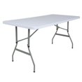 thumbnail image 1 of Table pliante en plastique blanc granite réglable en hauteur sur 5 pieds, 1 of 9
