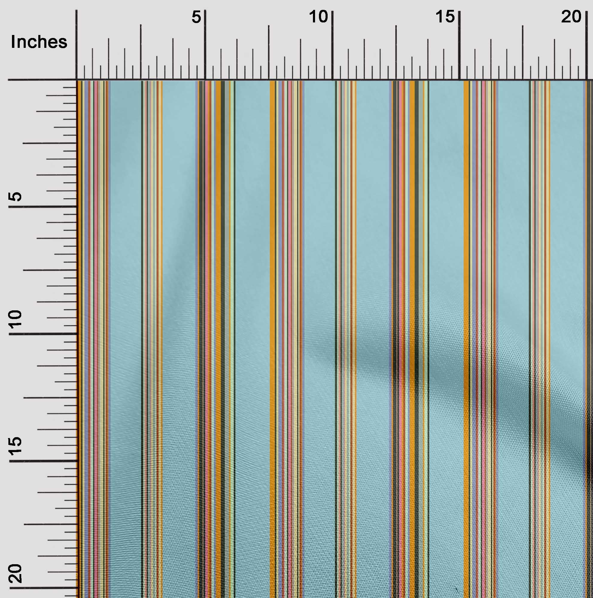 oneOone Tissu Popeline de Coton Multicolore Rayé Décor Tissu Imprimé BTY 56 Pouces de Large