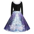 thumbnail image 3 of TIMIFIS Robes de Noël pour Femmes, Robes Maxi pour Femmes Robe Vintage de Vacances Manches Longues Col en V en Fourrure Robe Dos Nu, 3 of 3