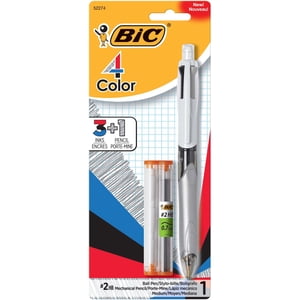 BIC 4-Color 3+1 Stylo à bille et crayon, point moyen (1.0 mm), 0.7mm Le plomb, les encres assorties, 1 Nombre