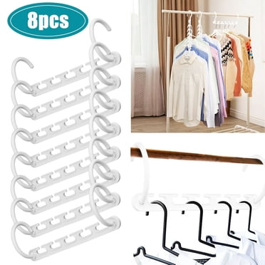 karymi 8 Pcs Space Saving Clothes Hangers Organizer with Hooks Plastic Multi Tier Hanger for Closet Wardrobe Holds 5.5 Pounds Each 9.2x3.2 Inch Gift Ideas
