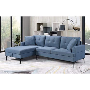 Chaise Longue Rembourrée pour Gauche, Bleu