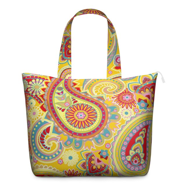 Ethnic Paisley Ornament Weekender Bohemian Chic Travel Duffel with Artistic Floral Pattern, Vintage Mala Inspired Design