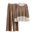 thumbnail image 1 of Yuyuzo Womens Ribble Knit 2 Piece Sets Long Sleeve Turtleneck Pullover Sweaters with Straight Leg Pants Suits, 1 of 4