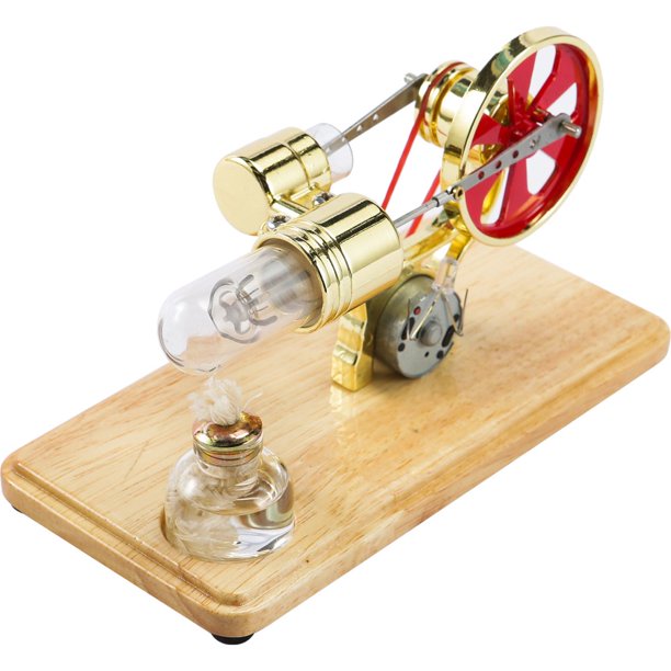 Naroote Moteur Stirling à Air Chaud Miniature, 4 Cylindres, Laboratoire de Physique, Modèle éducatif, Générateur LED pour Modèle D'enseignement