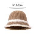 thumbnail image 2 of CSChome Fisherman Hat Women Winter Fisherman Hat - Striped Color Matching Thick Soft Plush Bucket, 2 of 7