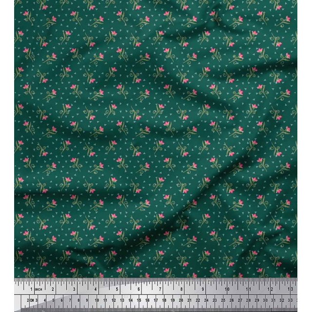 Soimoi Rayon Fabric Swirl,Triangle & Floral Artistic Decor Fabric Printed Yard 56 Inch Wide