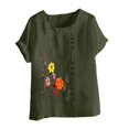 thumbnail image 4 of Cameland Hauts pour Femmes Col Rond Manches Courtes Imprimé Floral Chemise Ample, 4 of 5