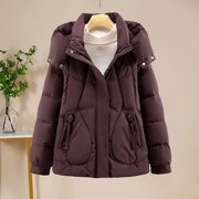 Ailaofu Women's Winter Parkas Cotton-Padded Jacket Thicken Warm Hooded Loose Outerwear Coats
