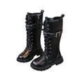 thumbnail image 2 of YUNAFFT Girls Knee High Boots Zipper Closure Solid Color British Style Casual Versatile Martin Boots, 2 of 8