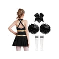 thumbnail image 2 of Alvivi Ensemble de Robe de Cheerleading pour Filles Enfants Uniforme de Chef de Cheerleading avec Pompons Chaussettes Costumes B Blanc&Noir 16, 2 of 7
