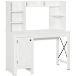 HOMCOM 47 Inch Computer Desk, Home Office Desk with Storage, White
