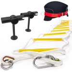 Safety Ladder 32 ft Flame Resistant - Innovative Solution Ladder with Stand-Off Stabilizers, Safety Cord & Belt - Reusable - Weight Capacity up to 2000 Pounds