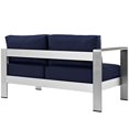 thumbnail image 4 of Modway Shore Fabric Aluminum Outdoor Patio Left Arm Loveseat in Silver/Navy, 4 of 4