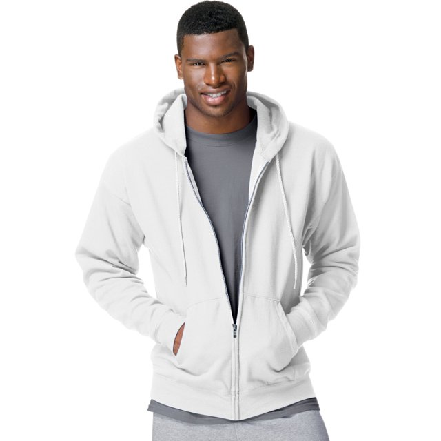 Hanes ComfortBlend EcoSmart Men`s Full Zip Hoodie, S, White