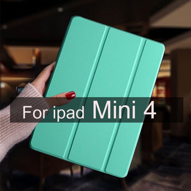 For ipad mini 5 4 3 2 1 Case Leather Stand Smart Tablet Cover Skin For iPad Mini 4 Case Mini 2 3 1 Mini 5 2019 Protective Shell Mini 4 Mint green