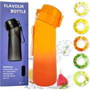 Air Water Bottle With 5 Flavor Pods, 750ml Sports Air Water Bottle With Straw, Leak Proof Drinking Bottles Fruit Fragrance Water Cup for Outdoor Gym (Gradient Orange)