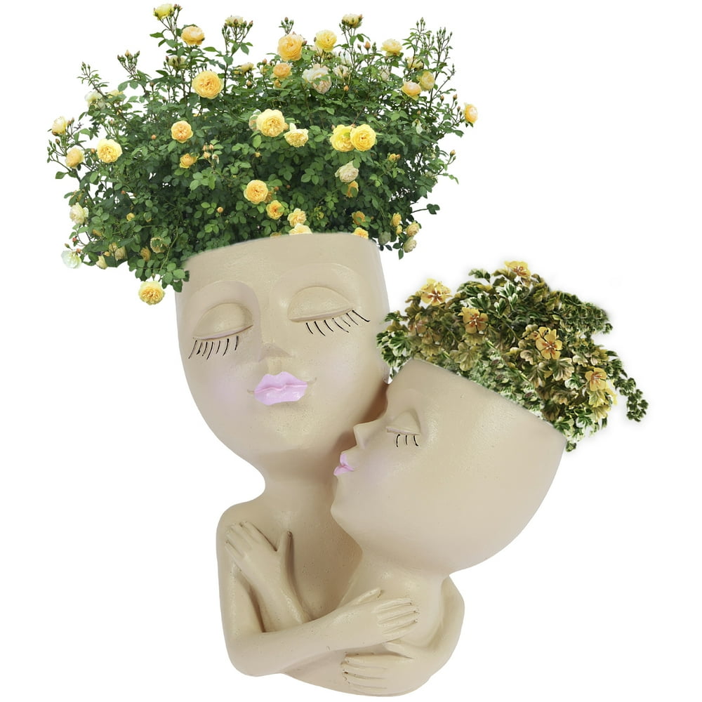 Humanoid Flower Pots Cute Human Shaped Planter Drainage Resin Flower Pots Decorative Succulent Planter Creative Flower Pot Plant Planters for Desktop Office Home Decor