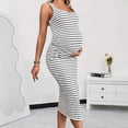 thumbnail image 2 of Maternity Dress for Women with Ribbed Hem, Side Slits, Striped Design, Sleeveless Fit, Soft Knit Fabric, Stretchy Comfort, 2 of 6