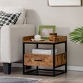 thumbnail image 3 of Gymax Table de Chevet Table d'Appoint Bout de Canapé avec Tiroir Cadre en Métal pour Salon Chambre, 3 of 9