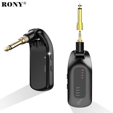RONY 5.8 GHz Wireless Guitar System, Rechargeable Guitar Transmitter Receiver with 164 feet Range 4 Channels for Guitar Bass Violin Drums Keyboard Piano