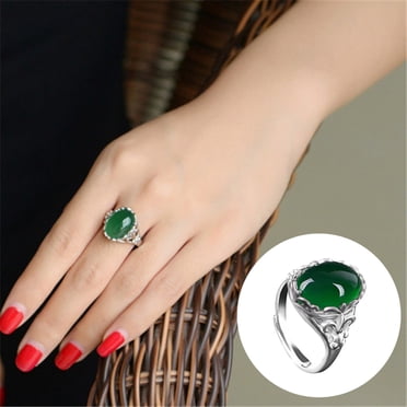 Women Vintage Artificial Emerald Gemstone Wedding Engagement Ring Jewelry Gifts