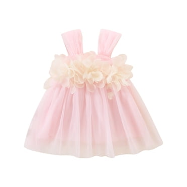 vdgthytj Robe d'Été en Tulle pour Tout-Petite Fille Bébé Mignonne Sans Manches en Maille Superposée à Fleurs avec Bretelles Robe de Princesse pour Fête