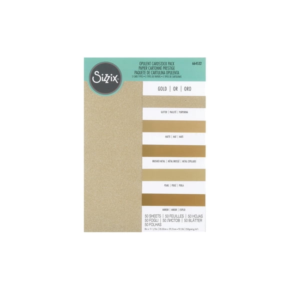Sizzix Surfacez Opulent Cardstock Pack 8"X11.5 Pouces 50/Pkg-Gold - 664532