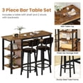 thumbnail image 3 of Lamerge Bar Dining Table Set for 2, 3 Piece Bar Table and Chairs Set, Kitchen Counter Height Dining Table Set, Small Kitchen Bar Table with Storage, Breakfast Nook Set for Small Space, Rustic Brown, 3 of 9
