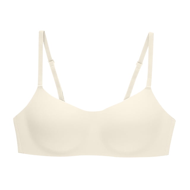 Yuyuzo seamless bras for women in a light beige colour, offering full coverage, smoothing support, and adjustable straps. Made with breathable fabric for everyday comfort, this bra features a seamless design for a sleek appearance under clothing.