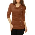 thumbnail image 2 of INSPIRE CHIC Women's Cowl Neck Buttons Decor Long Sleeves Ruched Top, 2 of 4