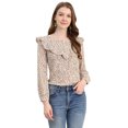 thumbnail image 1 of INSPIRE CHIC Women's Floral Printed Top Long Sleeve Round Neck Ruffle Collar Blouse, 1 of 5