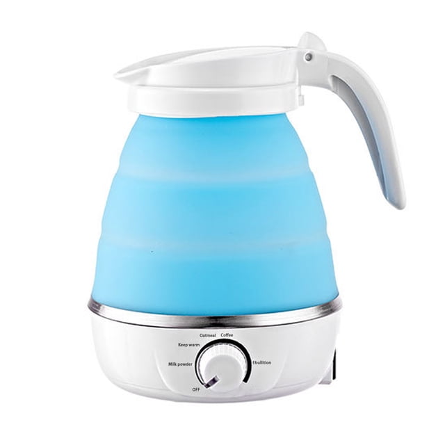 Yeacher Bouilloire Pliable 0,6 L de Voyage en Silicone Base en Acier Inoxydable Bouilloire de Camping 5 Modes Réglage de la Température