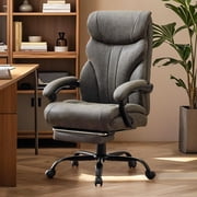 BeesClover Ergonomic 500LB Big and Tall Office Chair with Footrest, Executive Leather Desk Chair with Adjustable Reclining and Lumbar Support