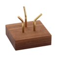 thumbnail image 1 of Brass Arm Display Stand Wooden Square Base Marbles Gems Base Sphere Holder Collectibles Wulnut Support for Agate Fossils Crystals Rocks, 1 of 8