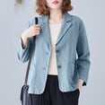 thumbnail image 4 of EGNMCR Veste à Manches Longues pour Femmes, Manteau et Vestes Décontractés Sans Capuche à Manches Longues pour Femmes, Veste Cardigan Courte en Lin à Col Rabattable à Manches 3/4, Petit Complet, Haut Veste pour Femmes, Chemisier à Carreaux, 4 of 9