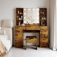 thumbnail image 3 of AKDSteel Coiffeuse de Style Farmhouse 56 Pouces – Miroir Éclairé, Station de Recharge, Luminosité Réglable, Étagères de Rangement, Table de Maquillage pour Femmes et Filles, 3 of 8