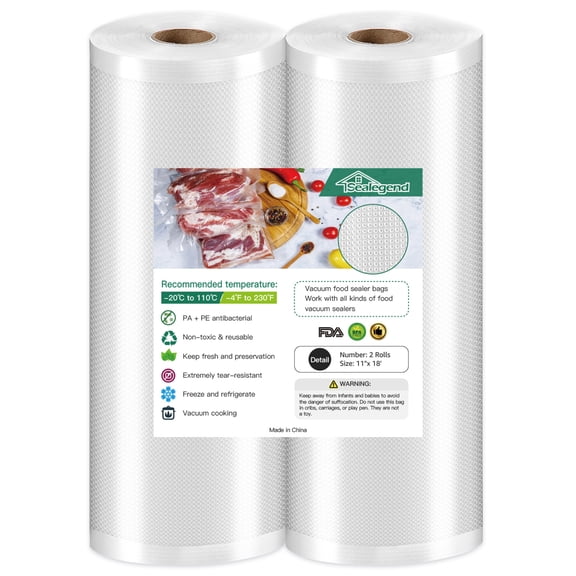 Cubepoint Vacuum Sealer Bags,11"x 18' 2 Rolls Food Saver Bags for Sealer, Seal a Meal Bags, Vacuum Seal Bags for Food