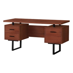 Monarch Specialties Bureau d'ordinateur, Bureau à la maison, Ordinateur portable, Gauche, Installation droite, Tiroirs de rangement, 60"l, Travail, Métal, Stratifié, Brun, Noir, Contemporain, Moderne