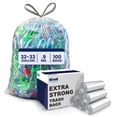 thumbnail image 1 of Plasticplace 32-33 Gallon Recycling Bags &acirc;?? 0.8 Mil &acirc;?? Clear Drawstring Garbage Can Liners &acirc;?? 33" x 38" (100 Count), 1 of 7