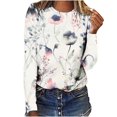 thumbnail image 1 of Femmes Manches Longues T-Shirts Col Rond Imprimé Floral Tunique Tops Doux Casual Coupe Ample Chemisier, 1 of 4
