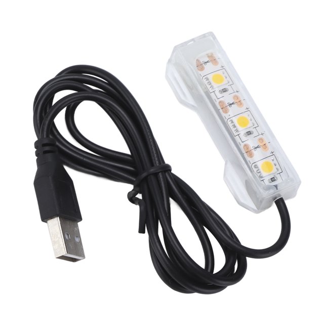 Fish USB Light, Widely Use Aquarium USB Light Convenient Lightweight Plastic For Aquatic Plants Landscape Green,Red,Yellow,Blue