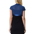 thumbnail image 3 of INSPIRE CHIC Boléro Court en Satin pour Femme à Manches Cap, Cardigan Court en Maille de Bureau TG Bleu, 3 of 6