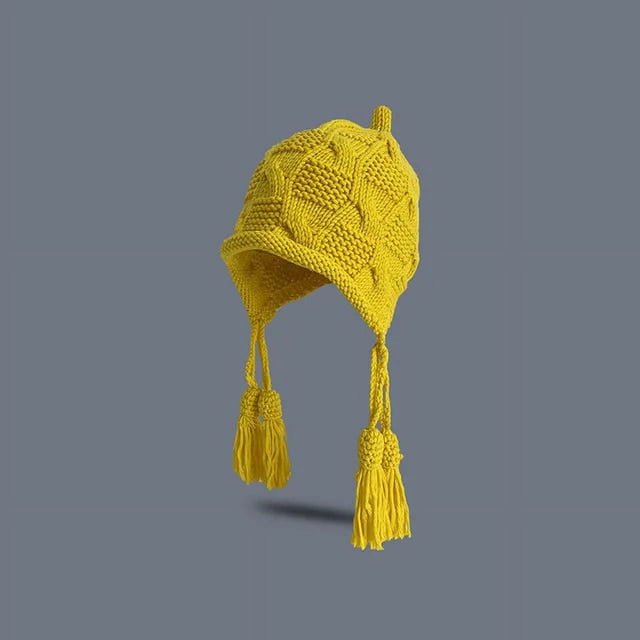 LinYooLi Chapeaux de Mode pour Femmes Chapeau Tressé Solide Tricoté à la Main Bonnet d'Hiver Accessoires Bonnets pour Femmes