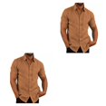 thumbnail image 4 of pitrice Chemise Homme à Simple Boutonnage Été Boutonnée Col Rabattu Chemises Polyester Mode Vêtements Cadeau d'Anniversaire Marron TTTG 2Set, 4 of 6