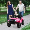 thumbnail image 2 of Patiojoy 12V Kids Ride On Car Electric Vehicle Jeep with Parental Remote Music Horn Headlights Slow Start Function Pink, 2 of 10